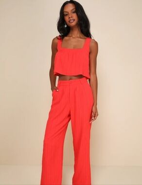 Lulu's Coral-Red Cropped Tank Xl Nwt